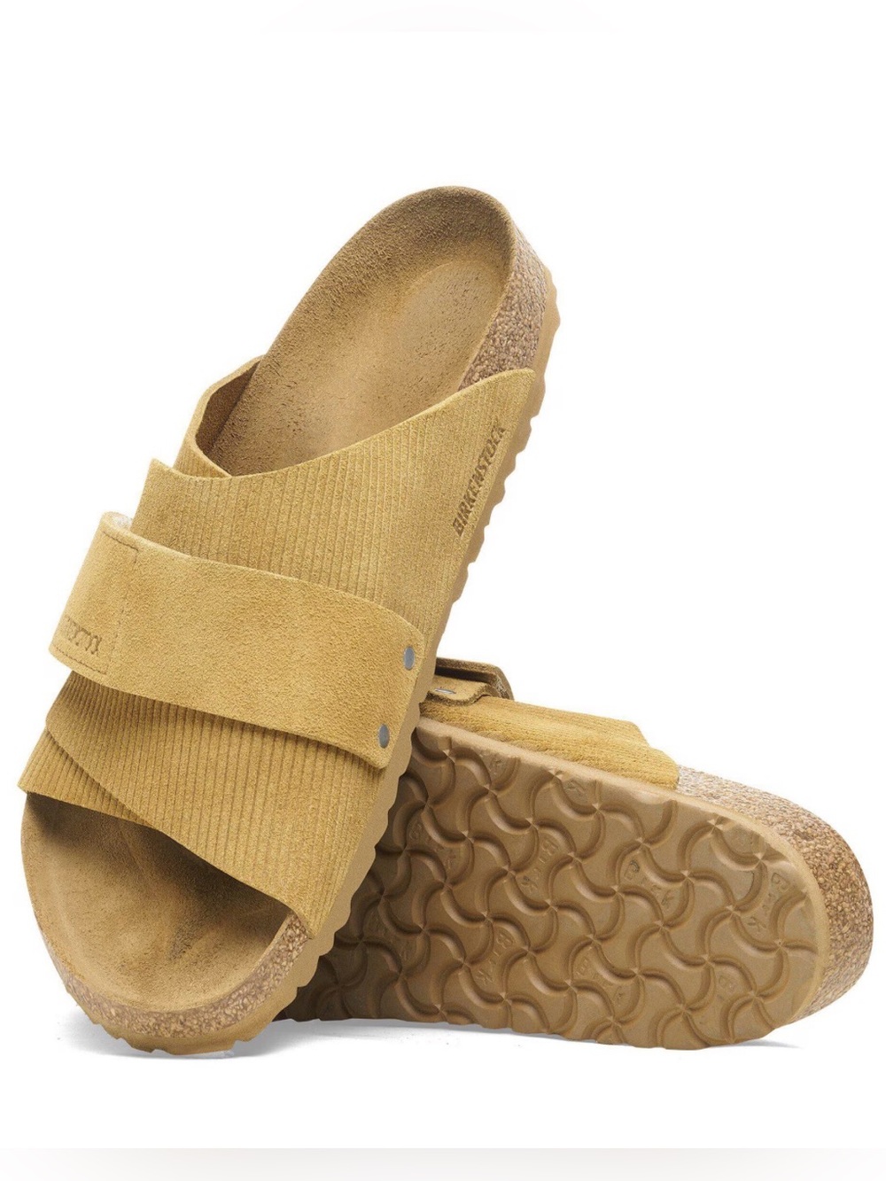 Birkenstock Kyoto Cork Brown Suede Leather Sandals Slides Wmns 8 8.5 39 NEW - Picture 1 of 8